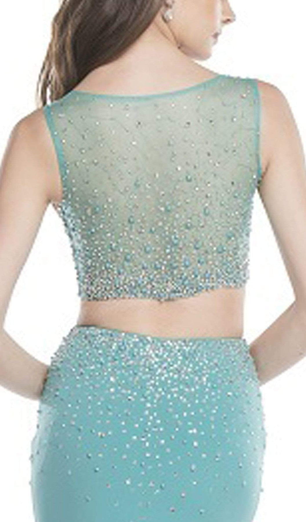 Two Piece Sheer Embellished Evening Dress Dress