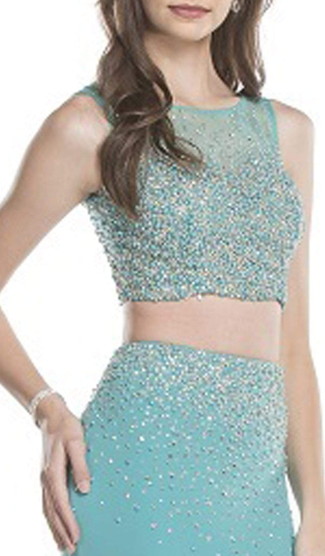 Two Piece Sheer Embellished Evening Dress Dress