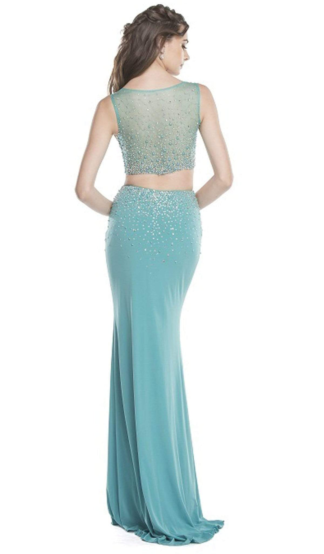 Two Piece Sheer Embellished Evening Dress Dress