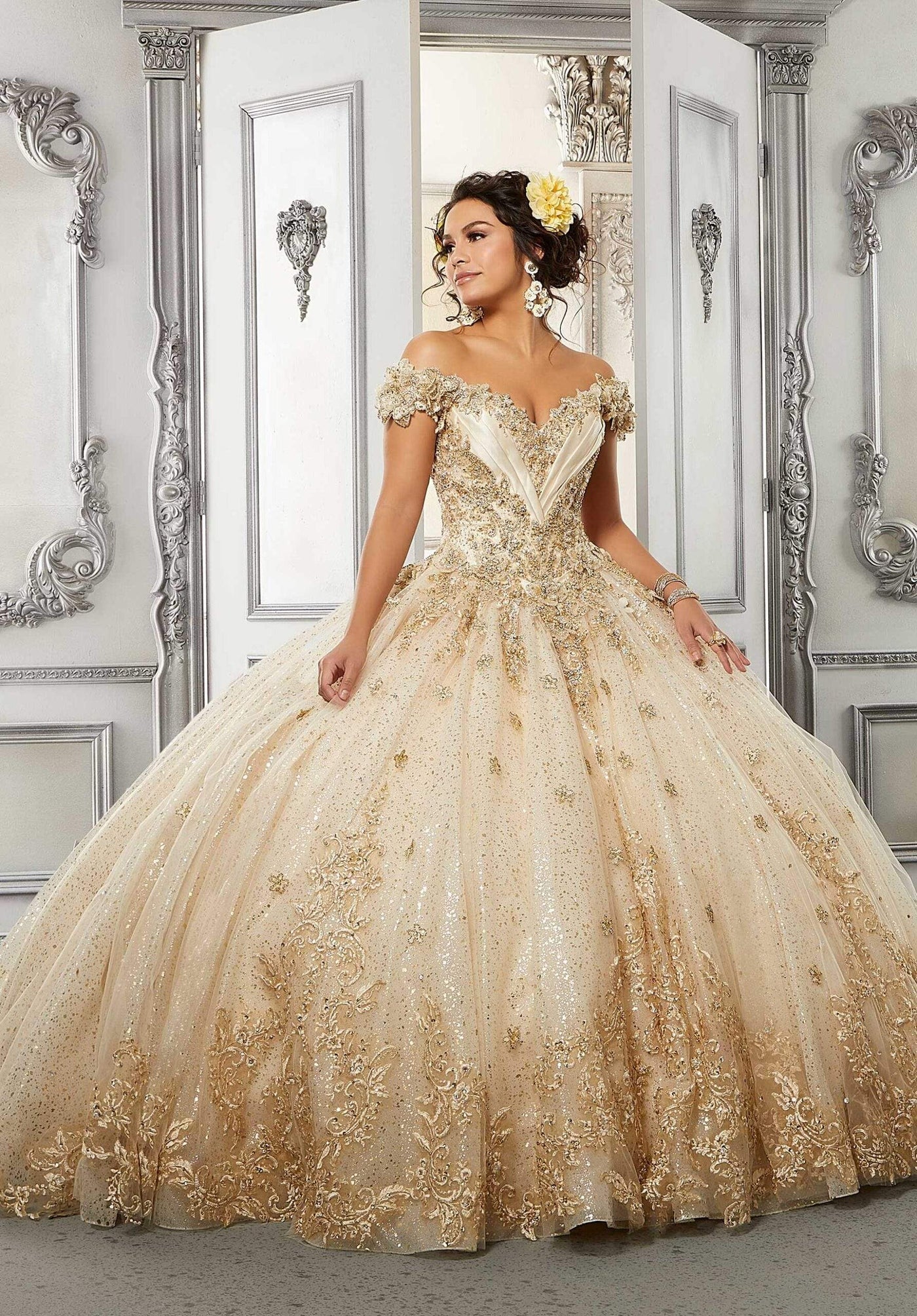 Vizcaya by Mori Lee - 34054 Off Shoulder Embroidered Ball Gown Special Occasion Dress
