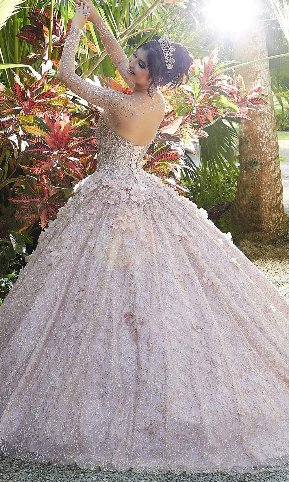 Vizcaya by Mori Lee - 89297 Jewel-Strewn Floral Appliqued Ballgown Quinceanera Dresses