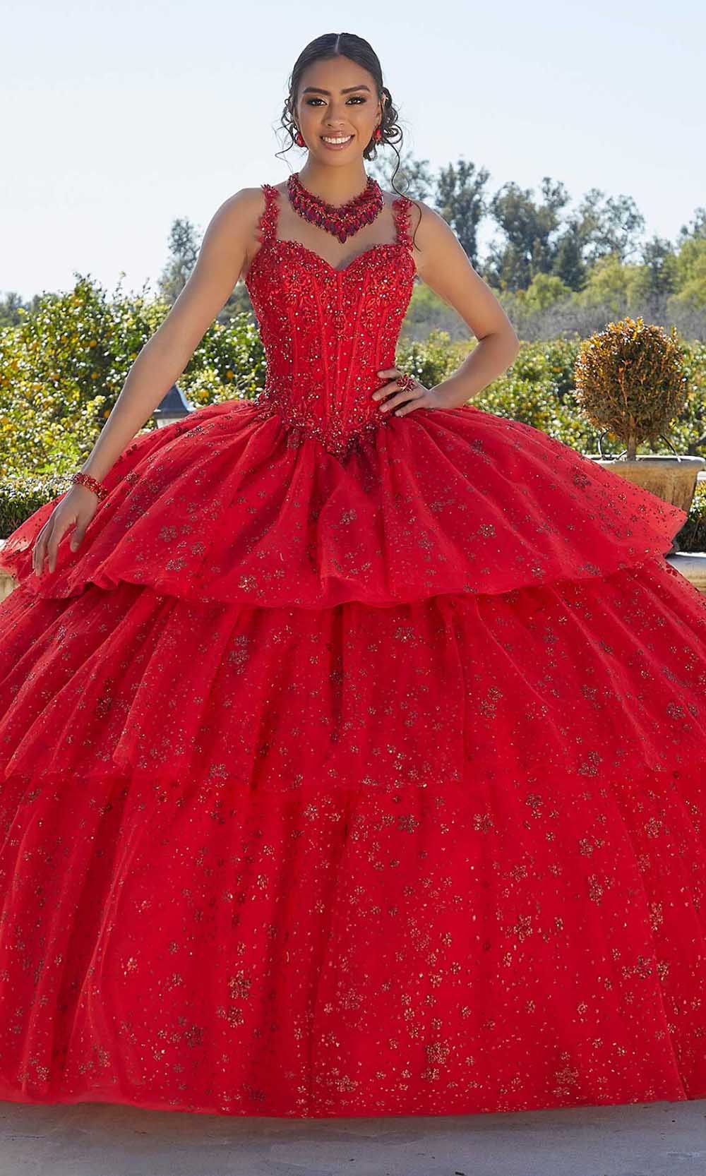 Vizcaya by Mori Lee 89428 - Long Crystal Beaded Lace Appliques On Chantilly Lace Bodice Meets The Detachable, Patterned Glitter Tulle Ball Gown Skirt, Vizcaya by Mori Lee 89428 - Long Crystal Beaded Lace Appliques On Chantilly Lace Bodice Meets The Detachable, Patterned Glitter Tulle Ball Gown Skirt,
