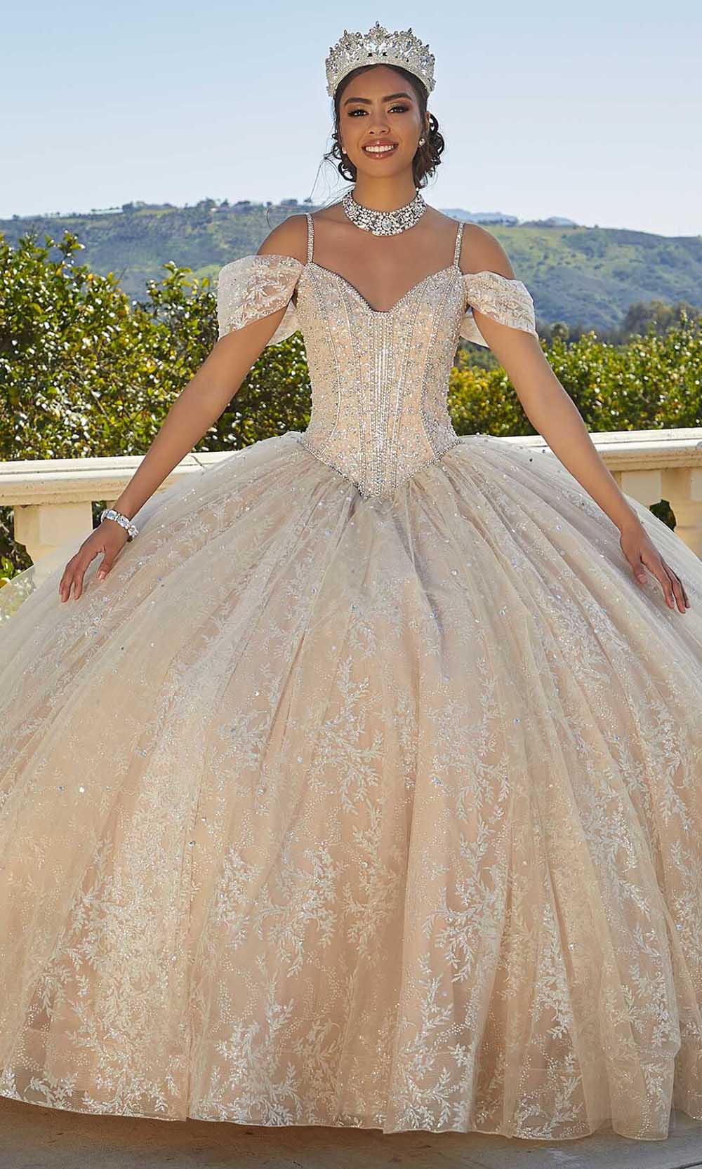 crystal beading for wedding dresses Blush Beaded lace main image 1
