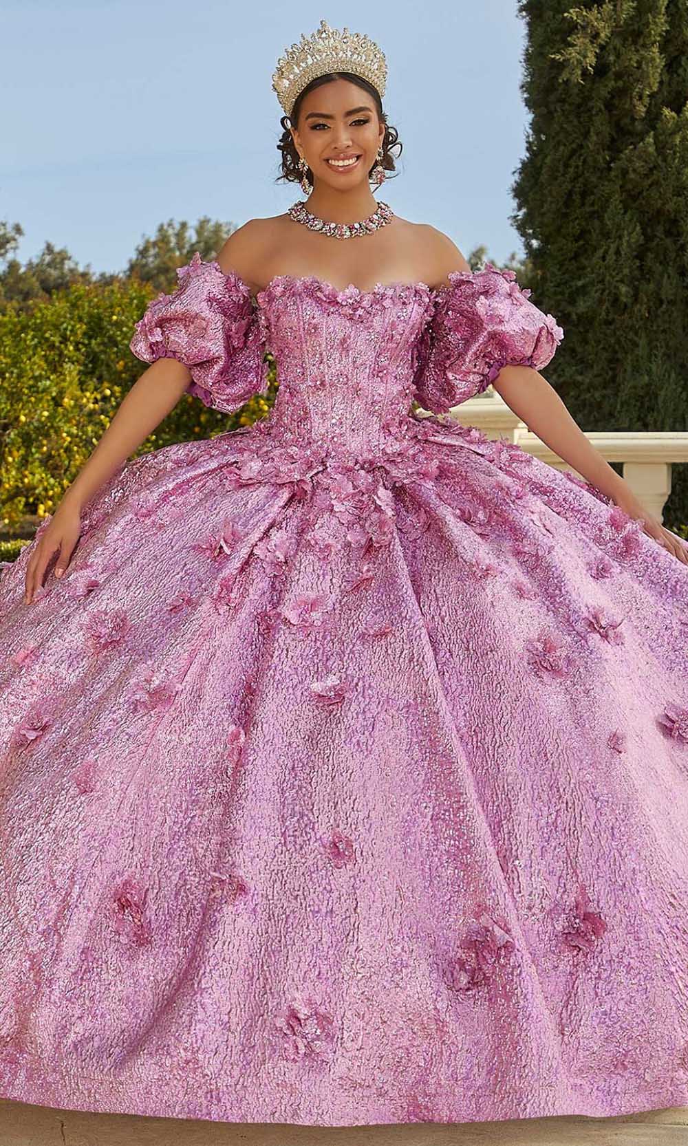 Vizcaya by Mori Lee 89436 - Metallic Brocade Ballgown 00 / Metallic Pink