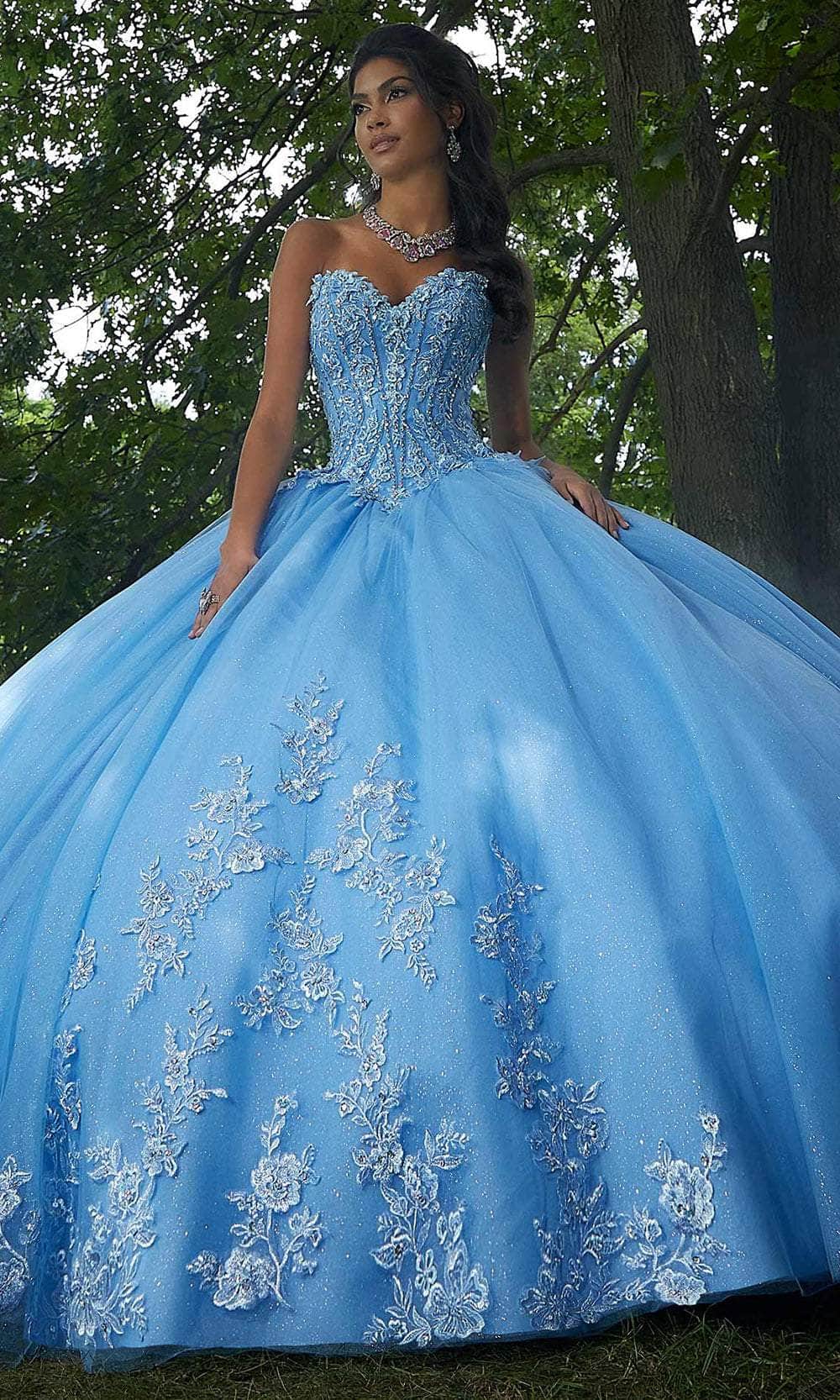 Vizcaya by Mori Lee 89443 - Strapless Embroidered Ballgown Ball Gown 00 /  French Blue