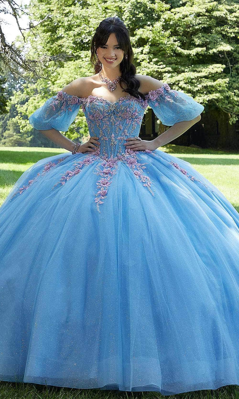 Vizcaya by Mori Lee 89444 - Corset Embroidered Ballgown Ball Gown 00 /  Aurora Blue