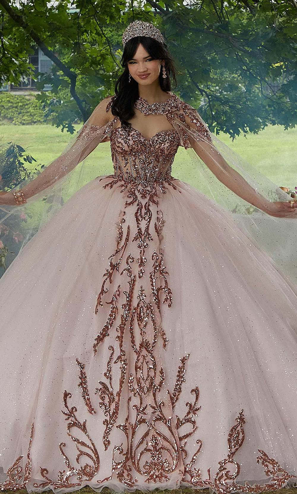 Vizcaya by Mori Lee 89458 - Sweetheart Rhinestone Embellished Ballgown Ball Gown 00 /  Blush / Rose Gold