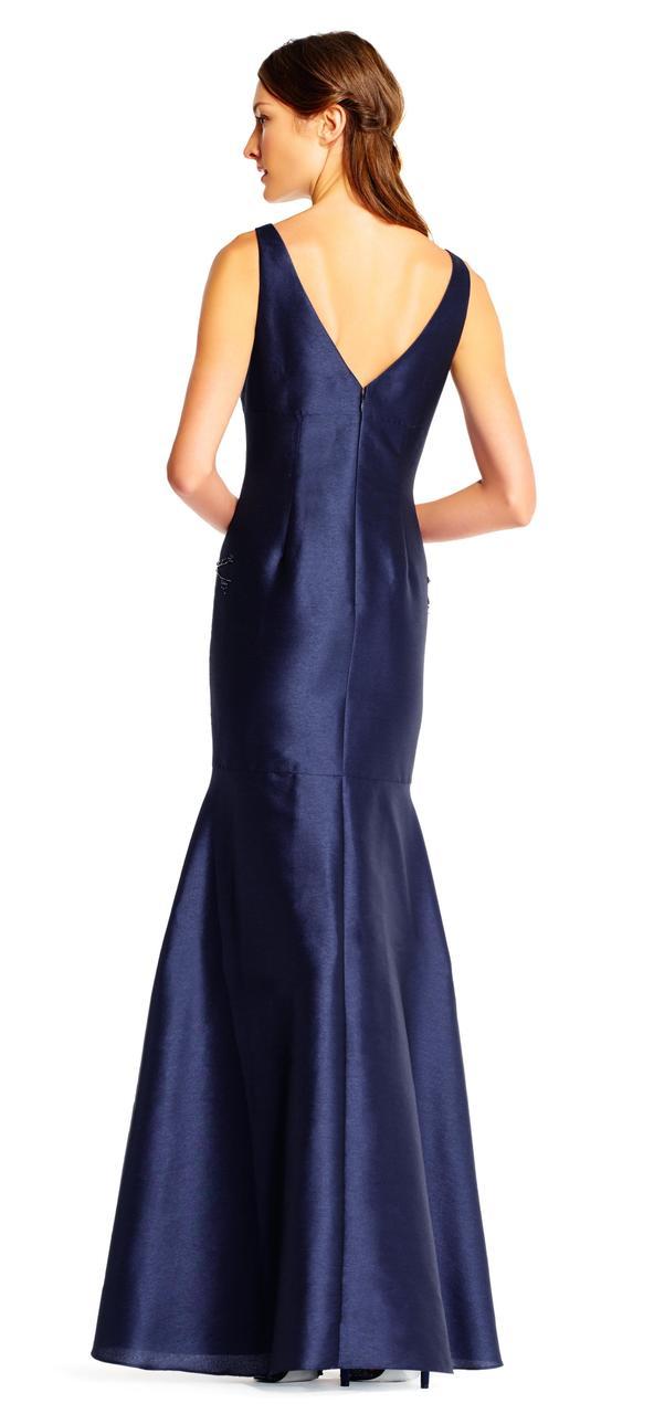 Adrianna Papell - AP1E201575 Embellished V-neck Trumpet Dress in Blue