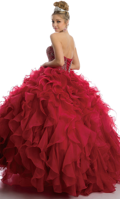 Juliet Dresses 1418 - Ornate Beaded Cascading Ruffle Gown Ball Gowns