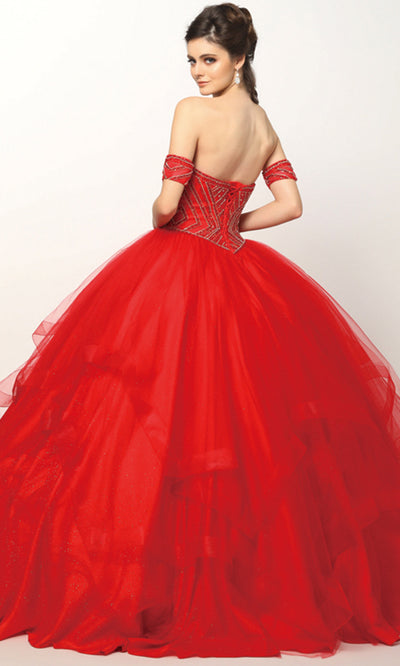 Juliet Dresses 1424 - Beaded Bodice Tiered Evening Gown Ball Gowns