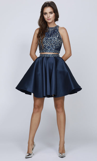 Juliet Dresses 811 - Short A-line Halter Cocktail Dress Homecoming Dresses