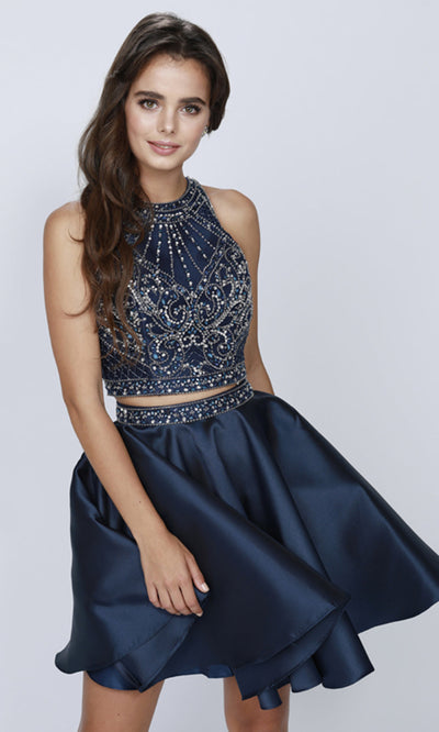 Juliet Dresses 811 - Short A-line Halter Cocktail Dress Homecoming Dresses