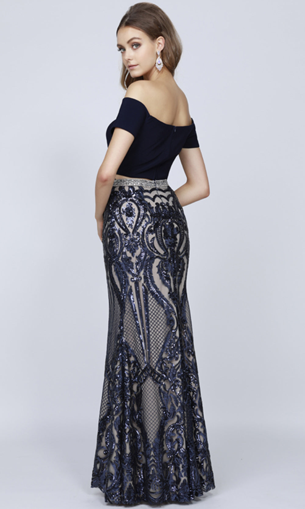 Juliet Dresses 663 - Sequin Skirt Short Sleeve Gown Formal Gowns