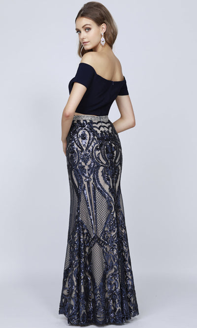 Juliet Dresses 663 - Sequin Skirt Short Sleeve Gown Formal Gowns