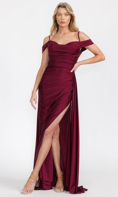 Eureka Fashion EK117 - Soft Ruched Cowl Neck Evening Gown Prom Dresses
