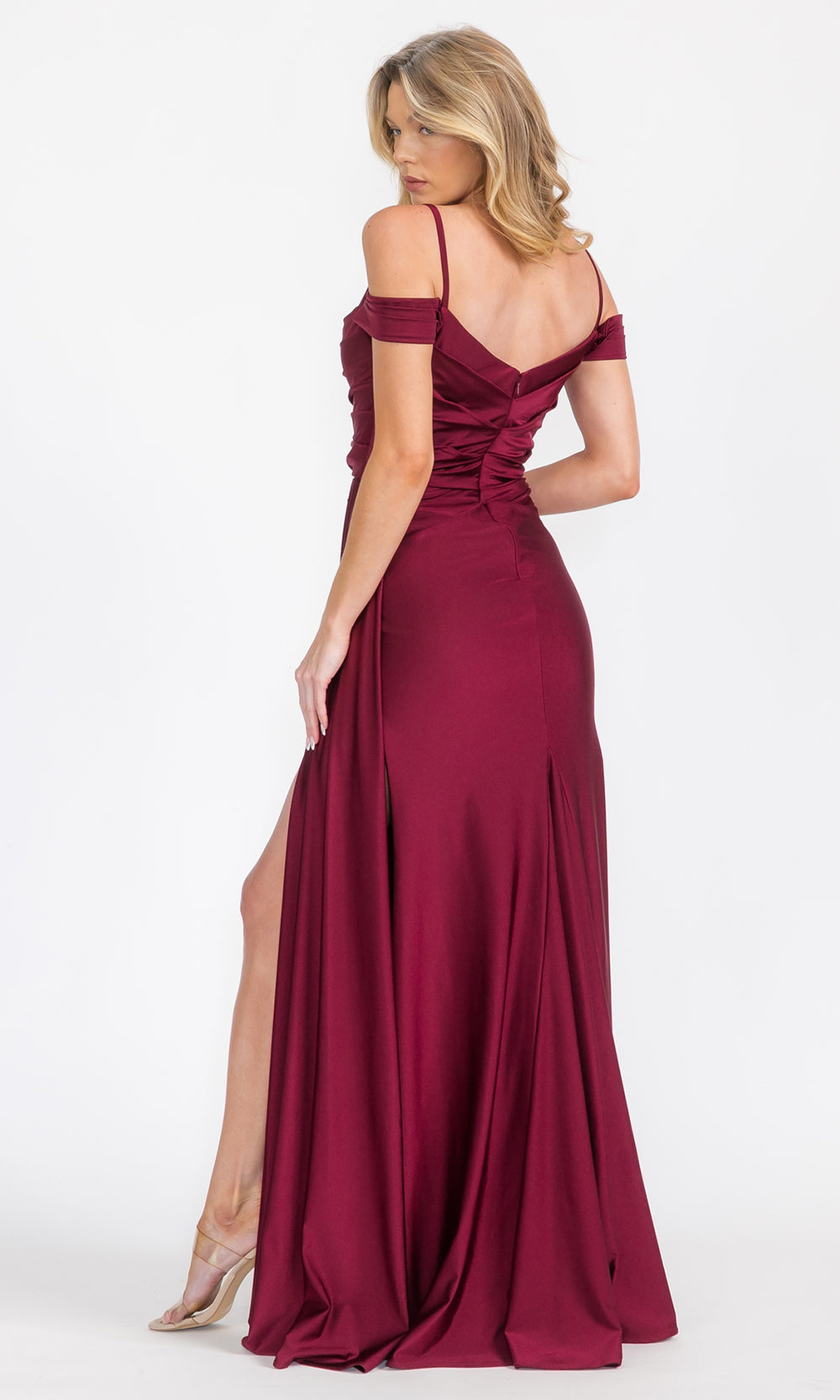 Eureka Fashion EK117 - Soft Ruched Cowl Neck Evening Gown Prom Dresses