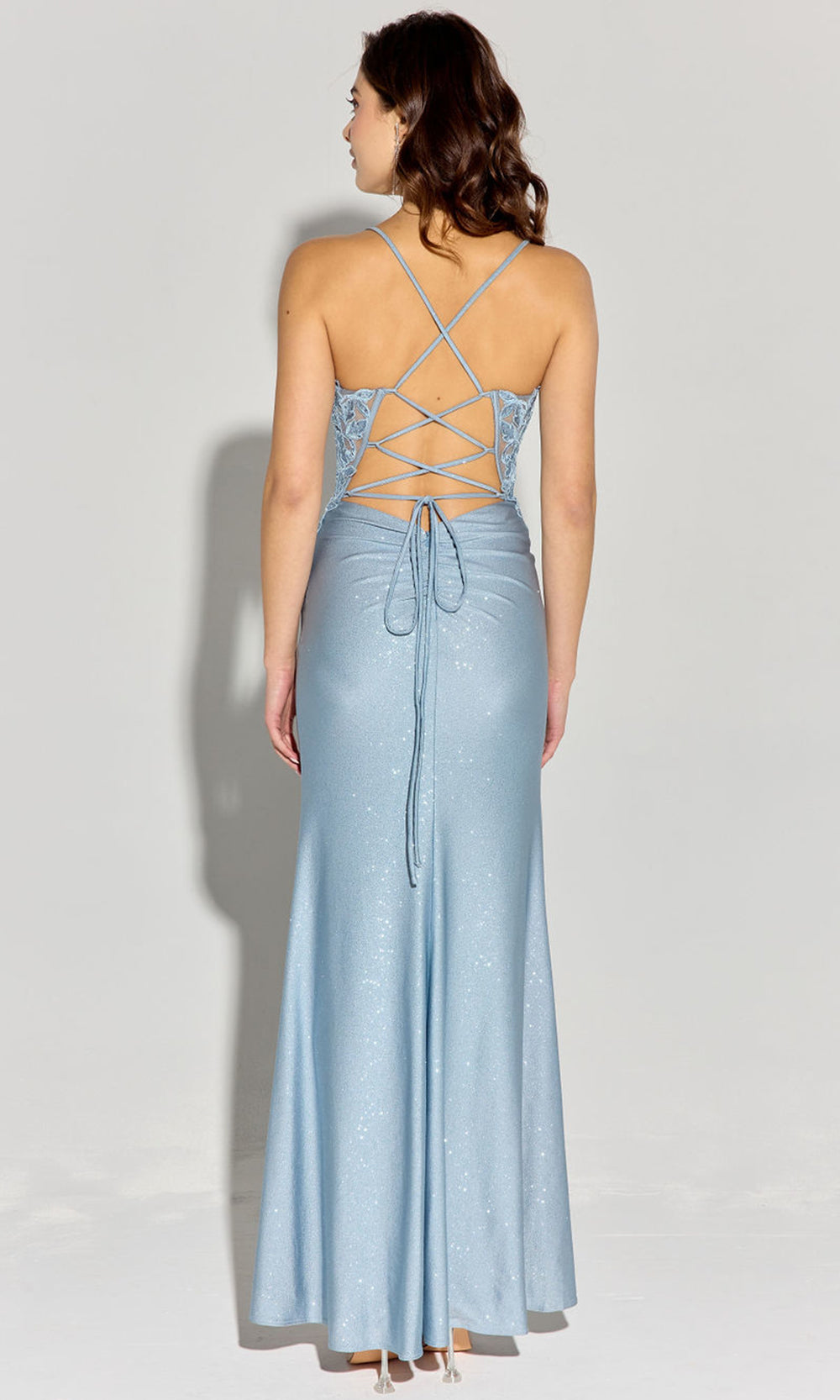 Eureka Fashion EK129 - Lace Appliqued Strappy Back Gown Prom Dresses