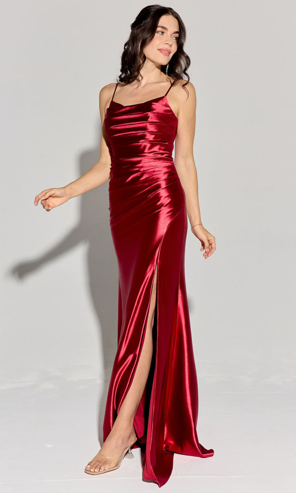 Eureka Fashion EK108 - Ruched Slit Sleeveless Long Gown Prom Dresses