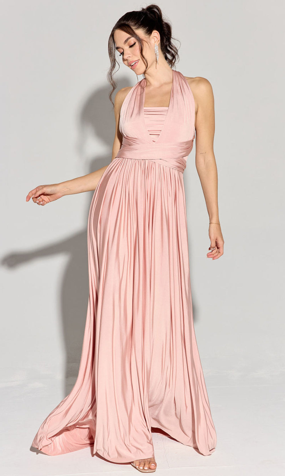 Eureka Fashion EK145 - Long Convertible Jersey Satin Gown Formal Gowns