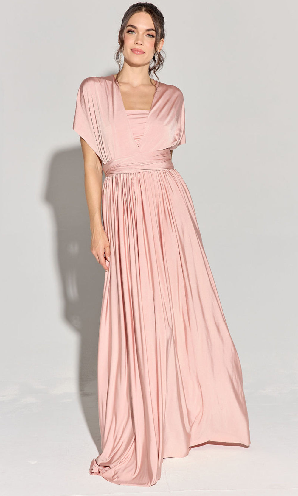 Eureka Fashion EK145 - Long Convertible Jersey Satin Gown Formal Gowns