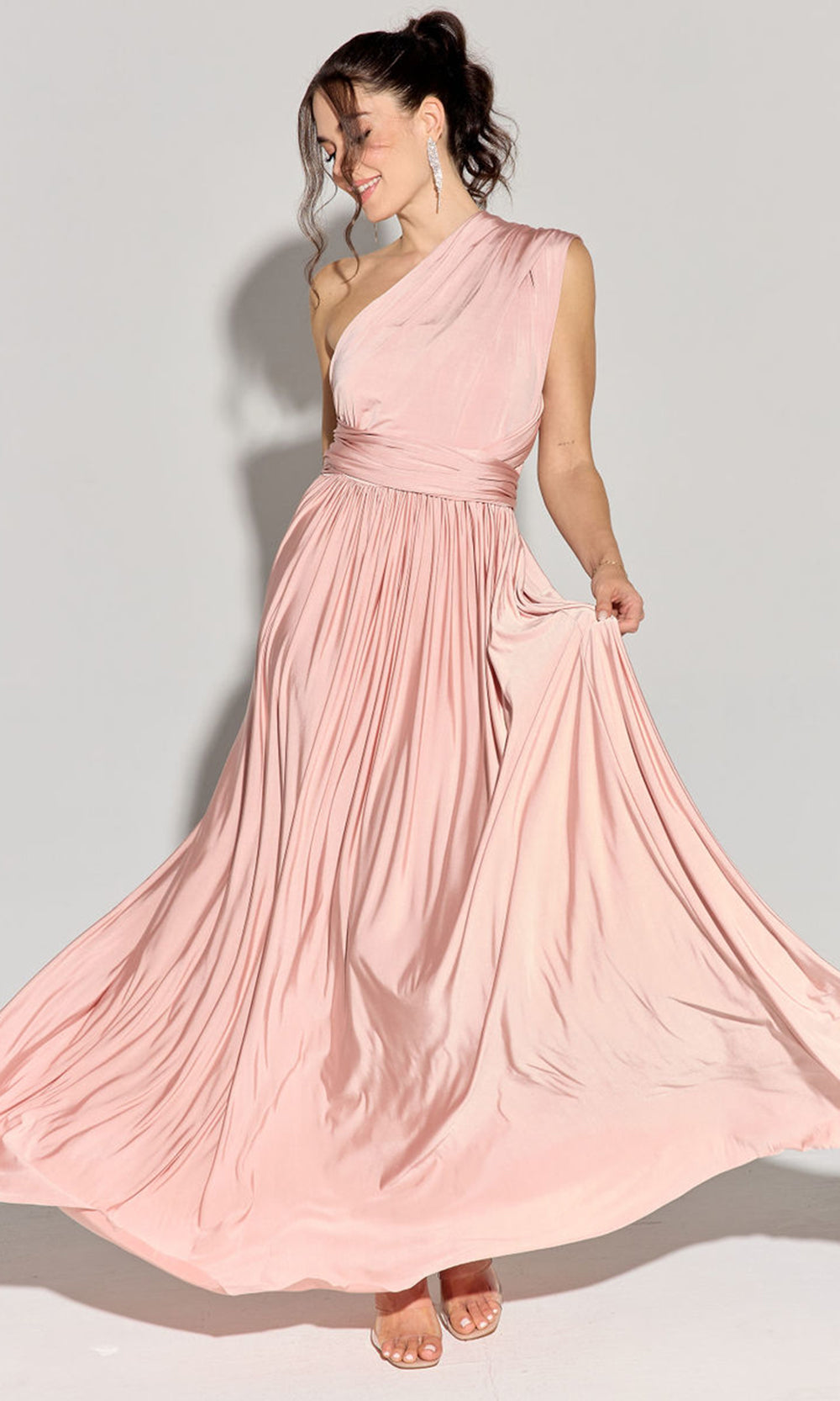 Eureka Fashion EK145 - Long Convertible Jersey Satin Gown Formal Gowns