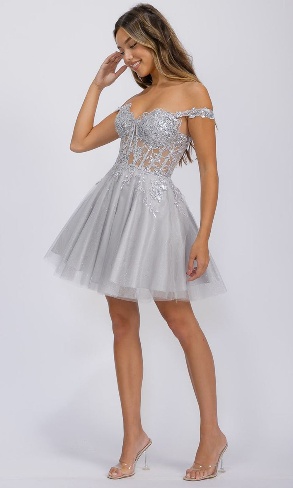 Eureka Fashion EK138 - Floral Applique A-Line Party Dress Cocktail Dresses