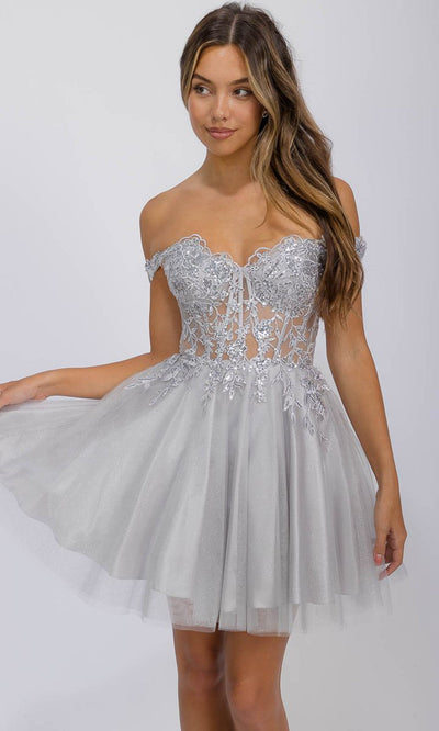 Eureka Fashion EK138 - Floral Applique A-Line Party Dress Cocktail Dresses