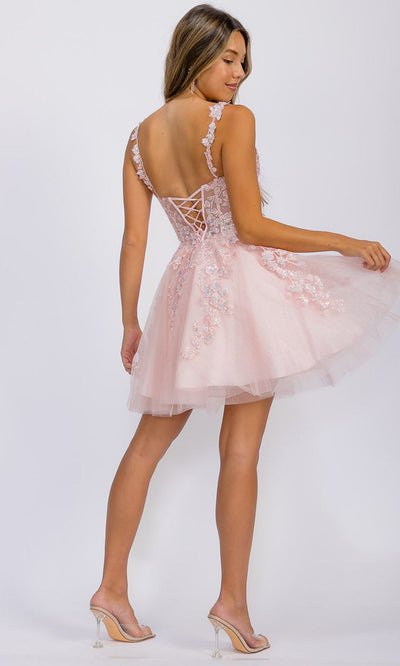 Eureka Fashion EK152 - Floral Applique A-Line Sleeveless Dress Cocktail Dresses