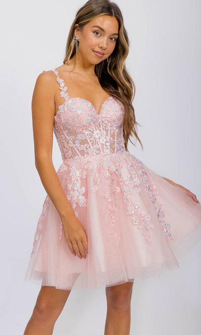 Eureka Fashion EK152 - Floral Applique A-Line Sleeveless Dress Cocktail Dresses