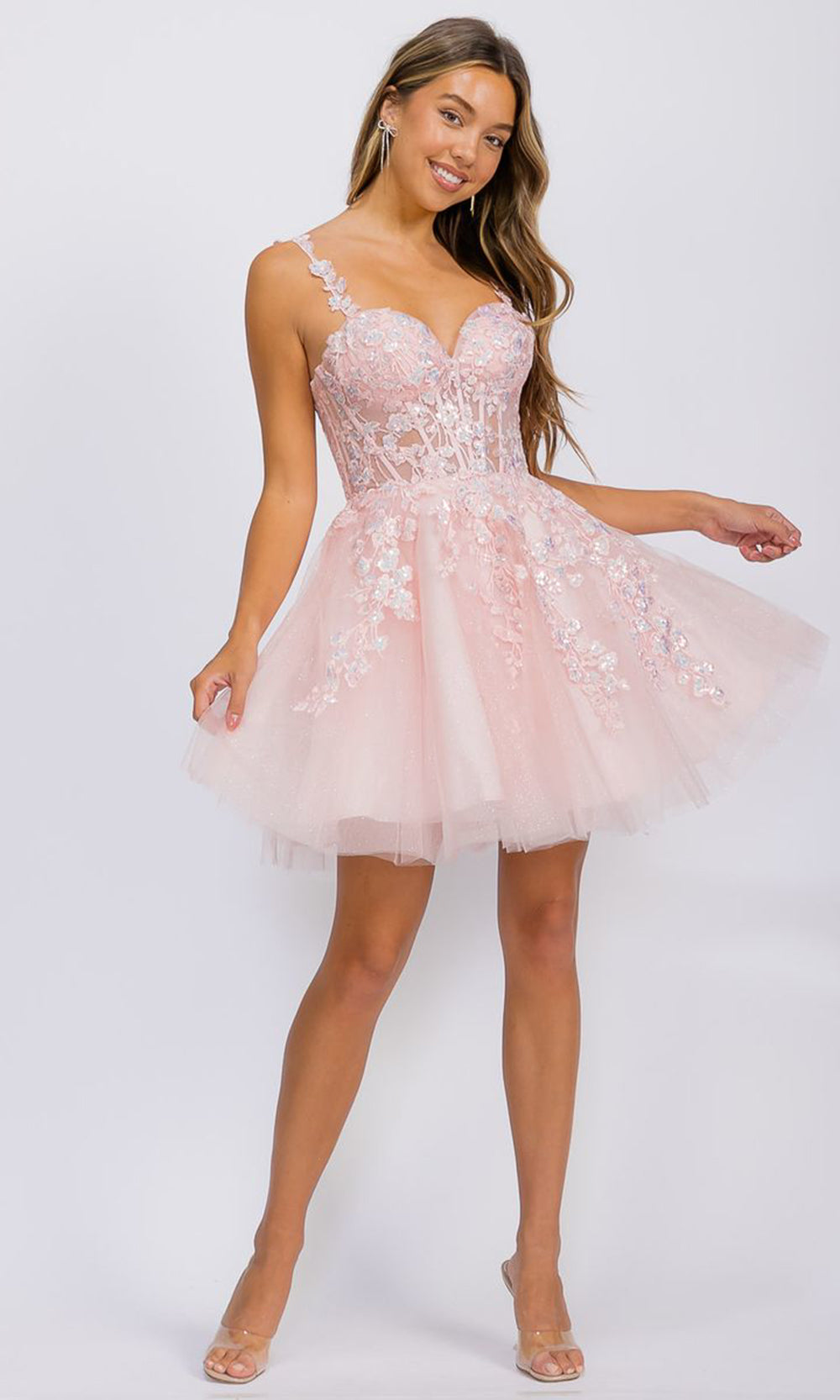 Eureka Fashion EK152 - Floral Applique A-Line Sleeveless Dress Cocktail Dresses