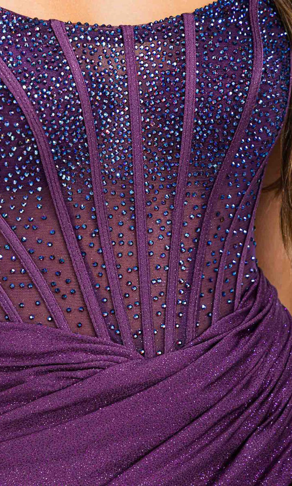 Eureka Fashion EK162 - Beaded Lace-Up Back Party Dress Cocktail Dresses in Purple  