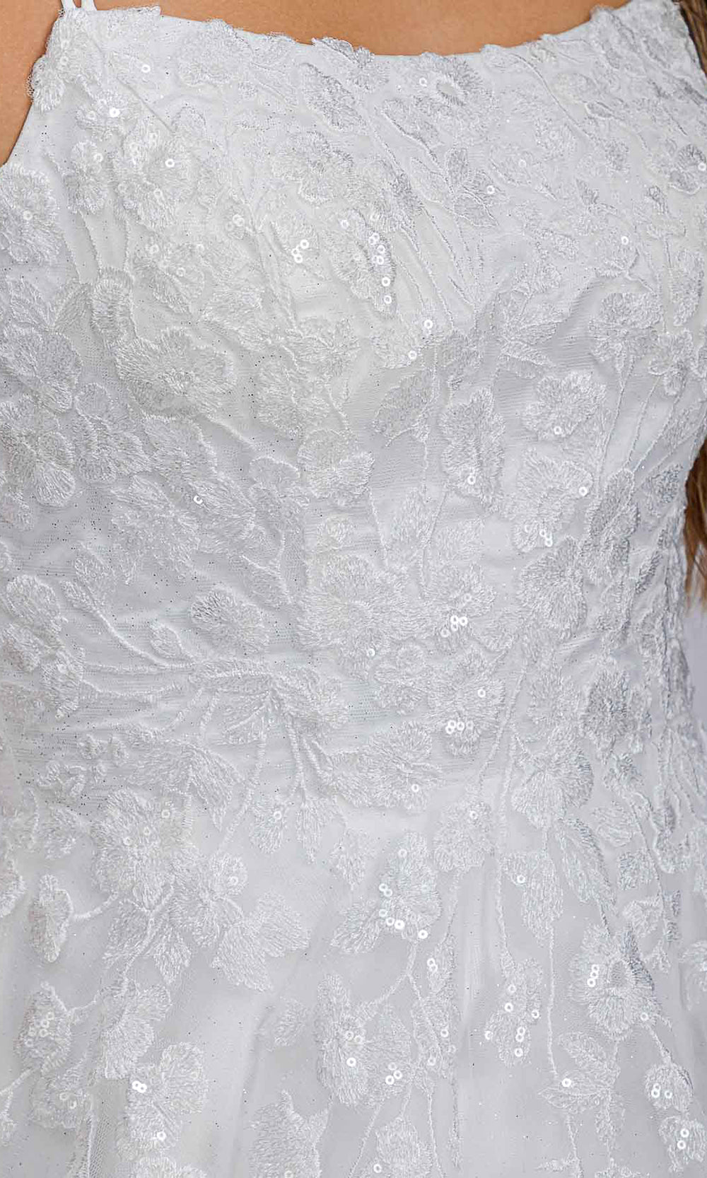 Eureka Fashion EK197 - Lace Applique A-Line Prom Gown with Double Straps Prom Dresses in White  