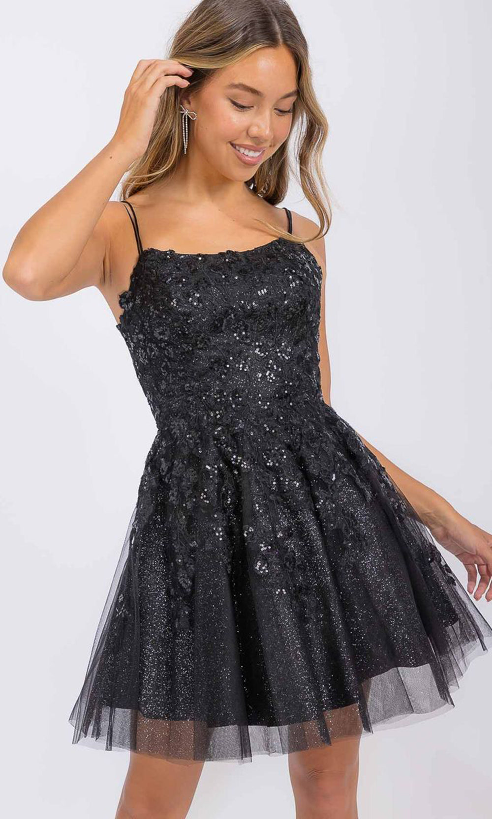 Eureka Fashion EK127 - Embroidered A-Line Scoop Neck Cocktail Dress Cocktail Dresses in Black  