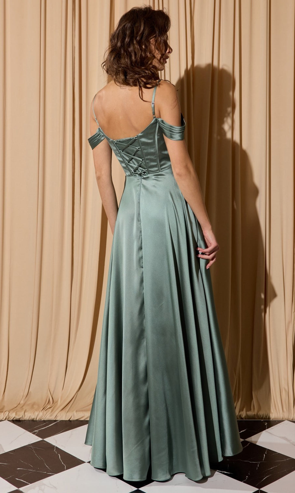 Eureka Fashion EK176 - Cowl Neck A-Line Prom Gown with Pockets Prom Dresses in Eucalyptus  