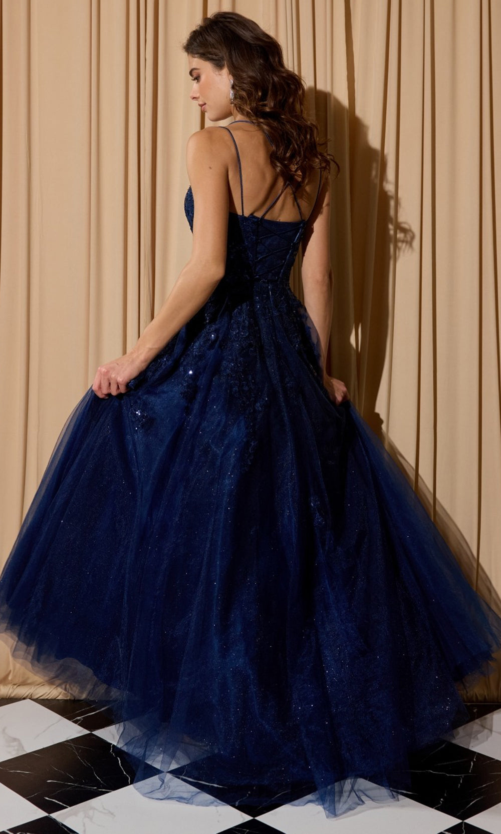 Eureka Fashion EK197 - Lace Applique A-Line Prom Gown with Double Straps Prom Dresses