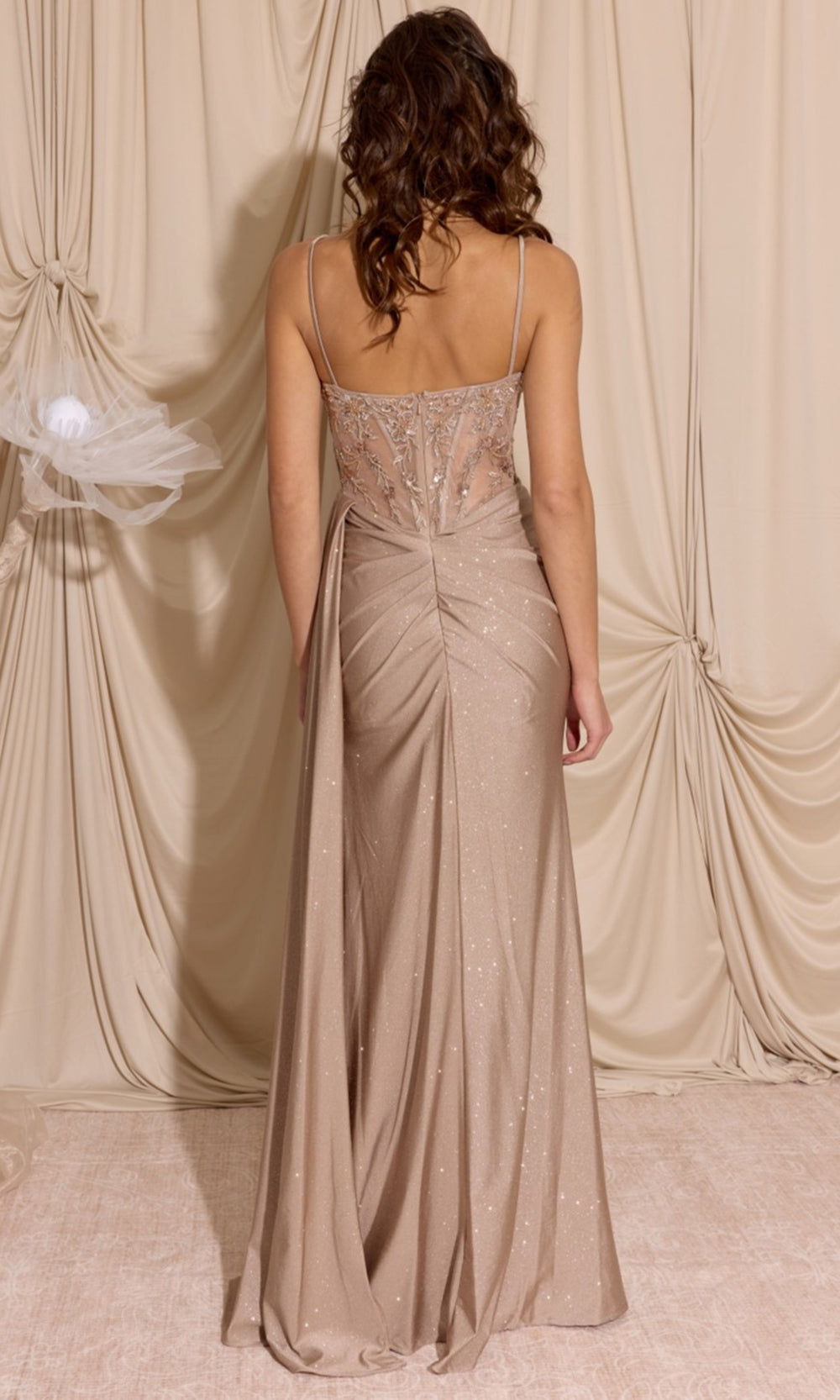 Eureka Fashion EK166 - Glitter Jersey Sleeveless Ruched Prom Gown Prom Dresses