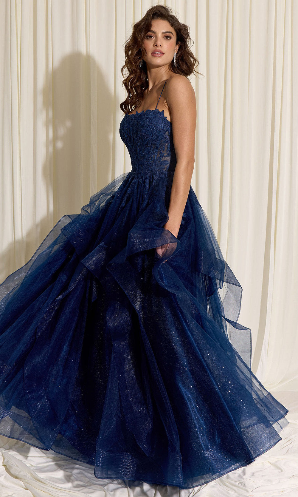 Eureka Fashion EK167 - Ruffle Skirt Sleeveless Embroidered Gown Ball Gowns in Blue  