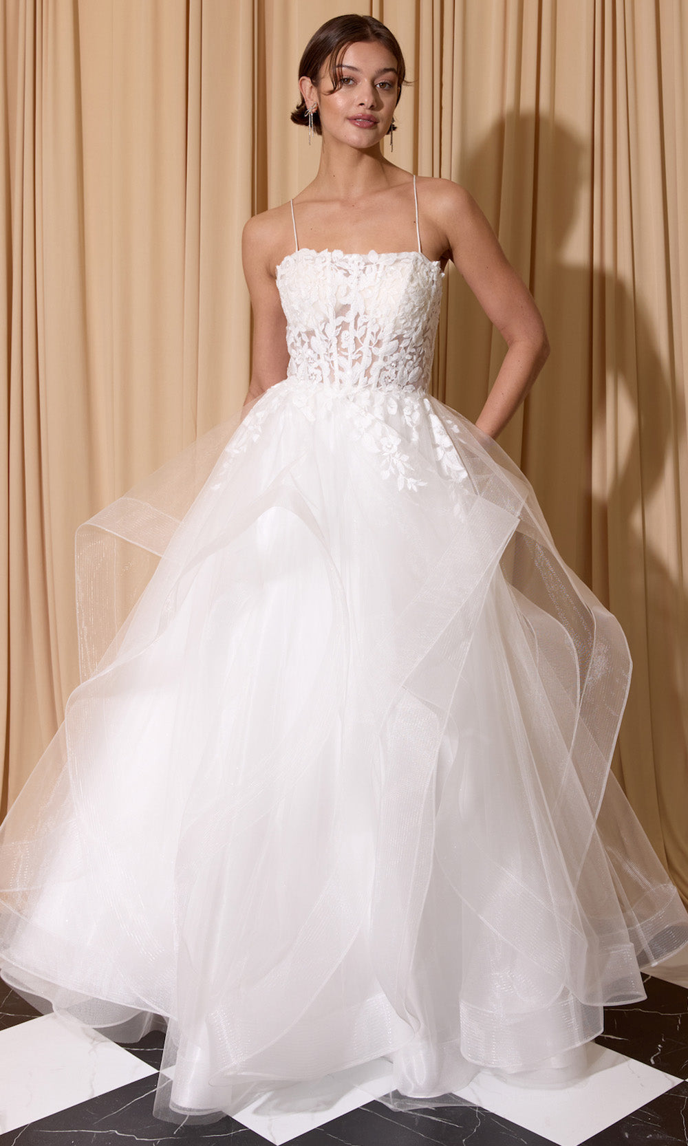 Eureka Fashion EK167 - Ruffle Skirt Sleeveless Embroidered Gown Ball Gowns in White  