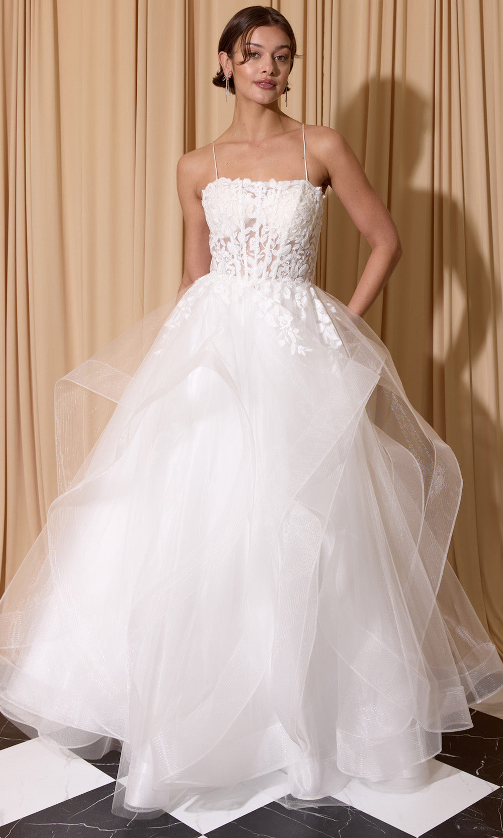Eureka Fashion EK167 - Ruffle Skirt Sleeveless Embroidered Gown Ball Gowns in White  