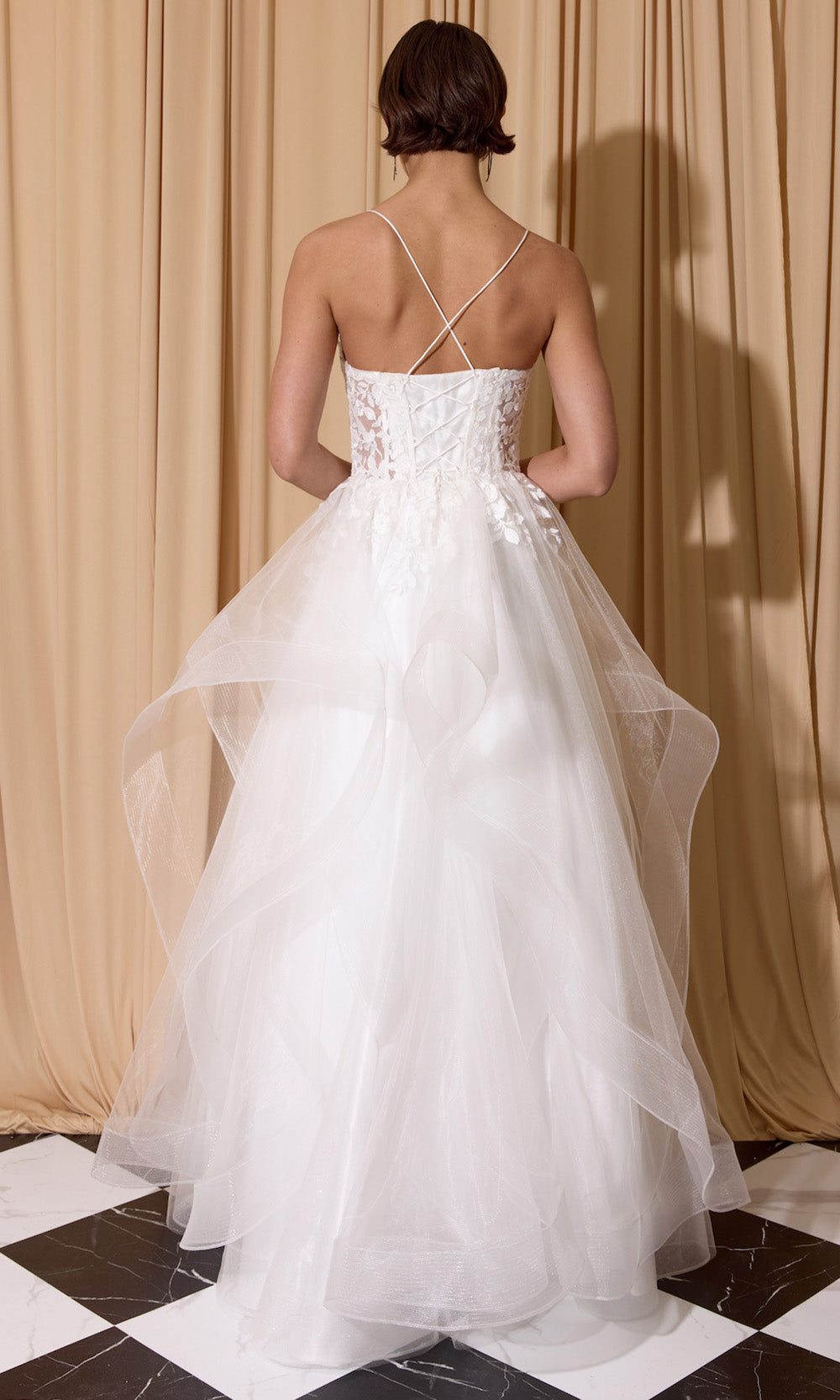 Eureka Fashion EK167 - Ruffle Skirt Sleeveless Embroidered Gown Ball Gowns in White  
