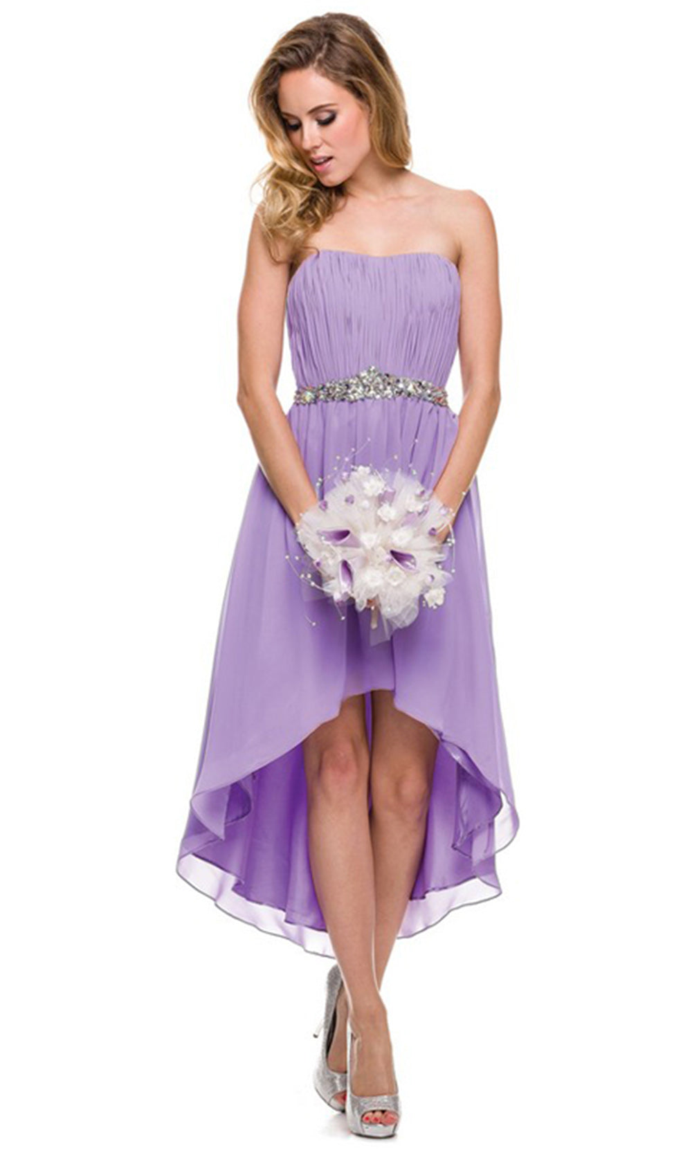 Juliet Dresses 747 - Embellished Waist High Low Dress Wedding Guest