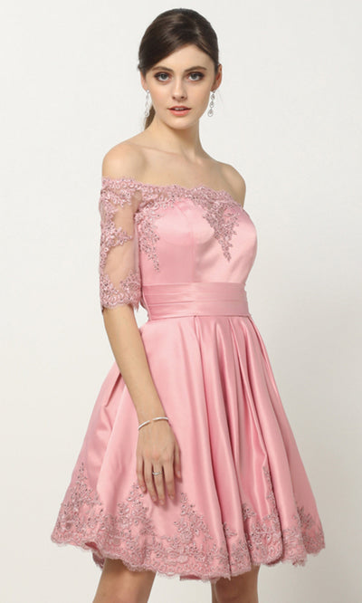 Juliet Dresses 804 - Elbow-Length Sleeve A-Line Party Dress Cocktail Dresses