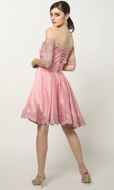 Juliet Dresses 804 - Elbow-Length Sleeve A-Line Party Dress Cocktail Dresses