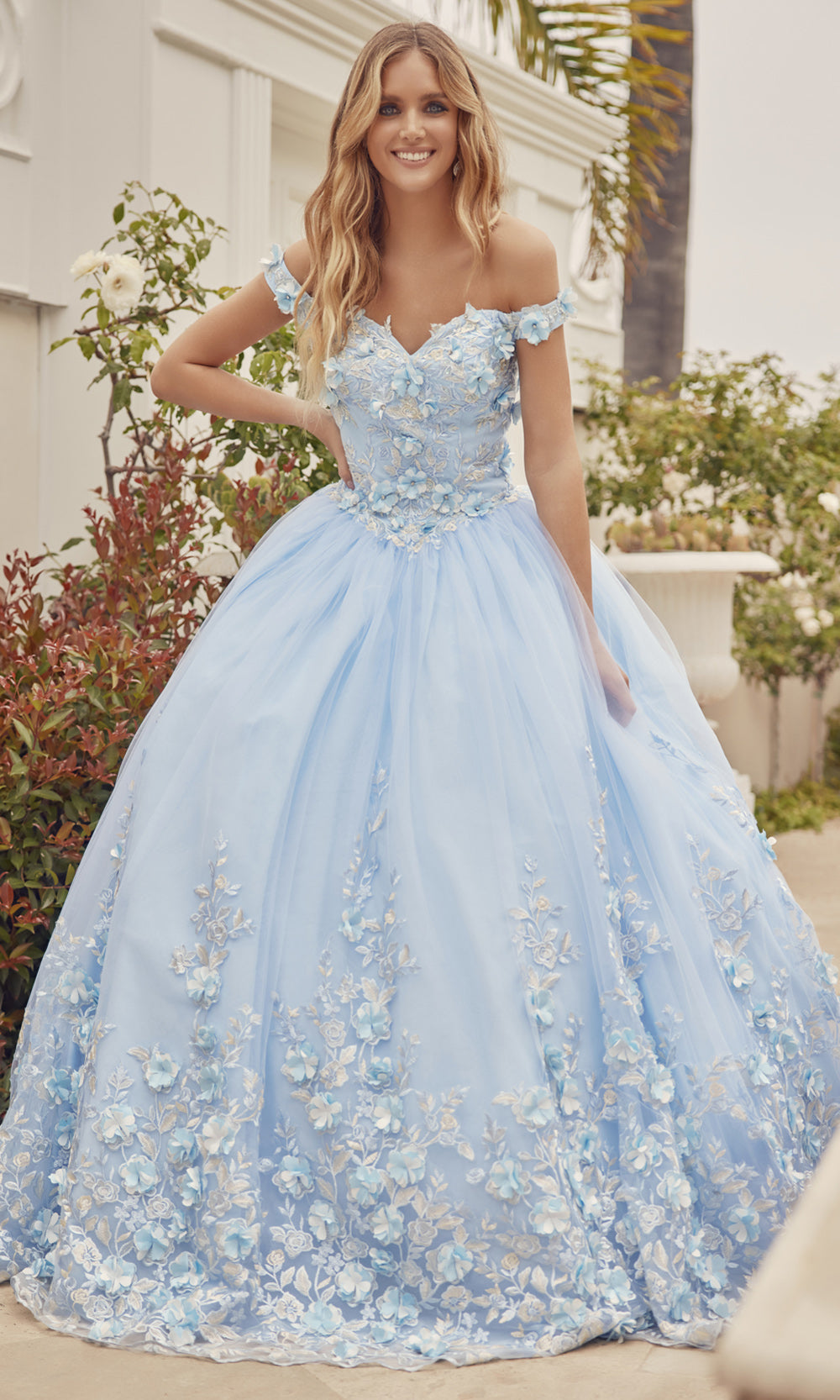 Juliet Dresses 1434 - Sweetheart Embellished 3D Flower Gown Quinceanera Dresses