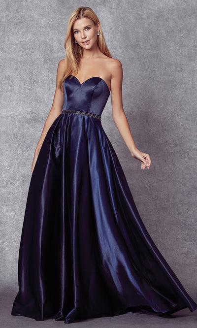 Juliet Dresses 688 - Sweetheart Neck Beaded Waist Gown Formal Gowns