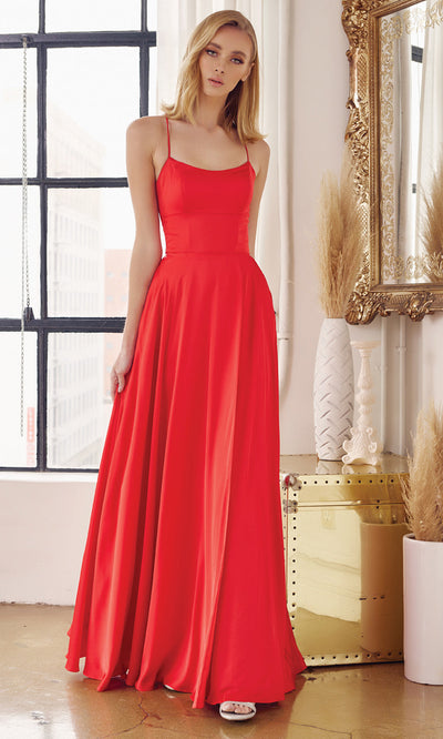 Juliet Dresses 278 - Lace-Up Back Sleeveless Gown with Pockets Prom Dresses