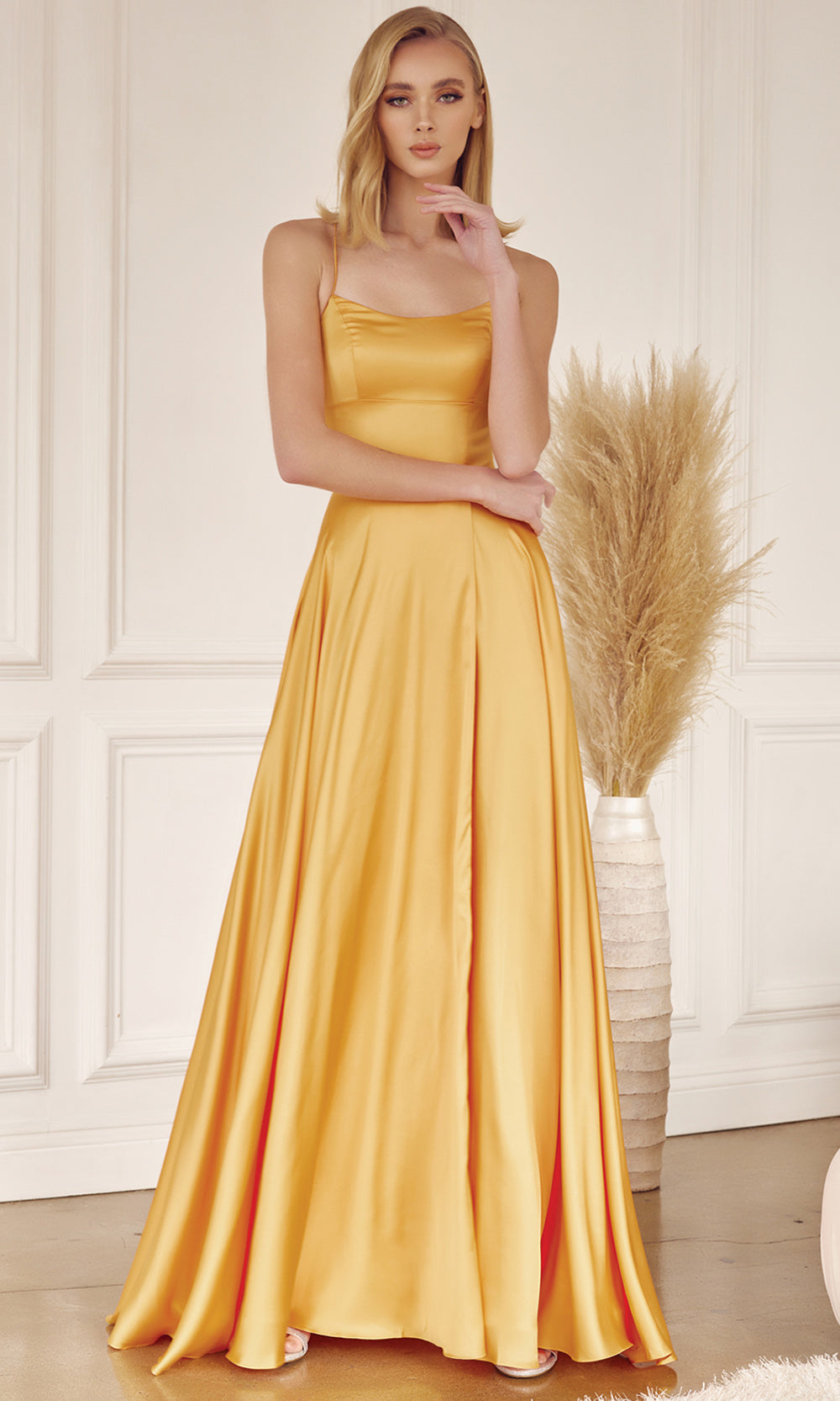 Juliet Dresses 278 - Lace-Up Back Sleeveless Gown with Pockets Prom Dresses