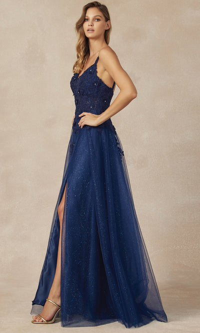 Juliet Dresses 283 - Glitter Tulle A-line Gown with Embroidery Formal Gowns
