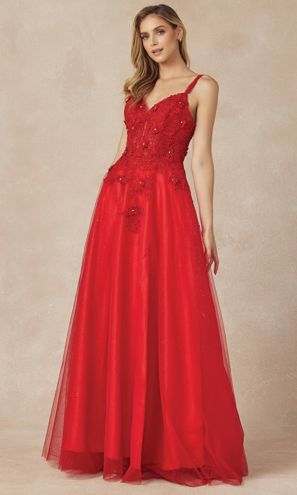 Juliet Dresses 283 - Glitter Tulle A-line Gown with Embroidery Formal Gowns