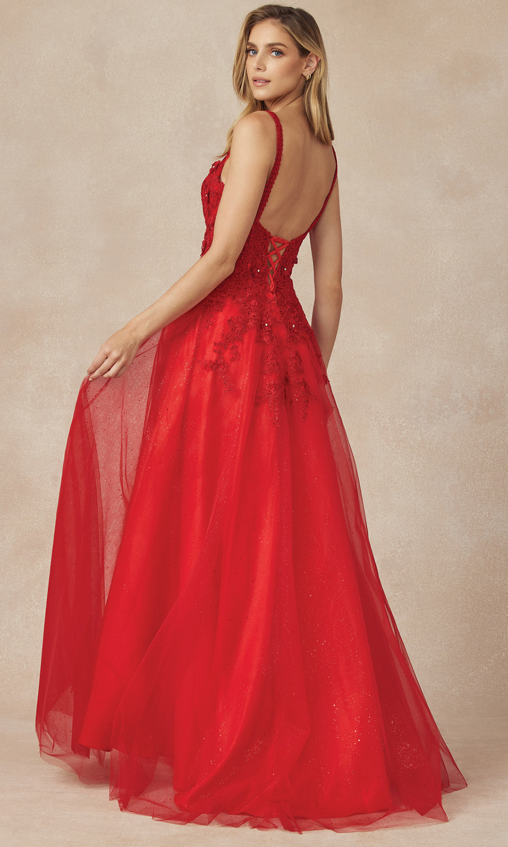Juliet Dresses 283 - Glitter Tulle A-line Gown with Embroidery Formal Gowns